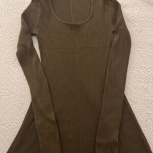 Everlane Long Sleeve Olive Ribbed Dress